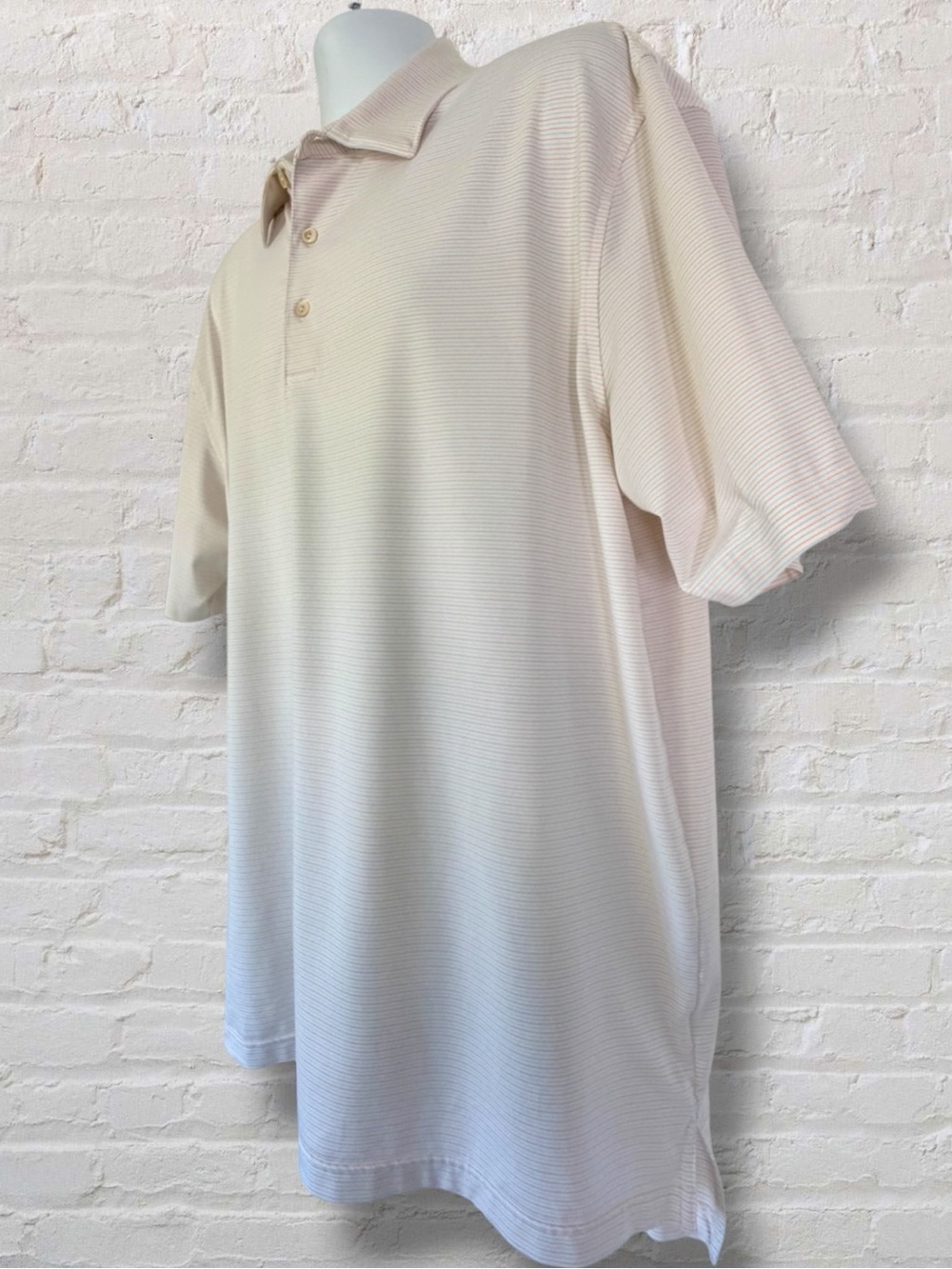 Peter Millar Summer Comfort Polo Shirt Men’s XL Cream Stripe Golf Performance - Picture 4 of 12